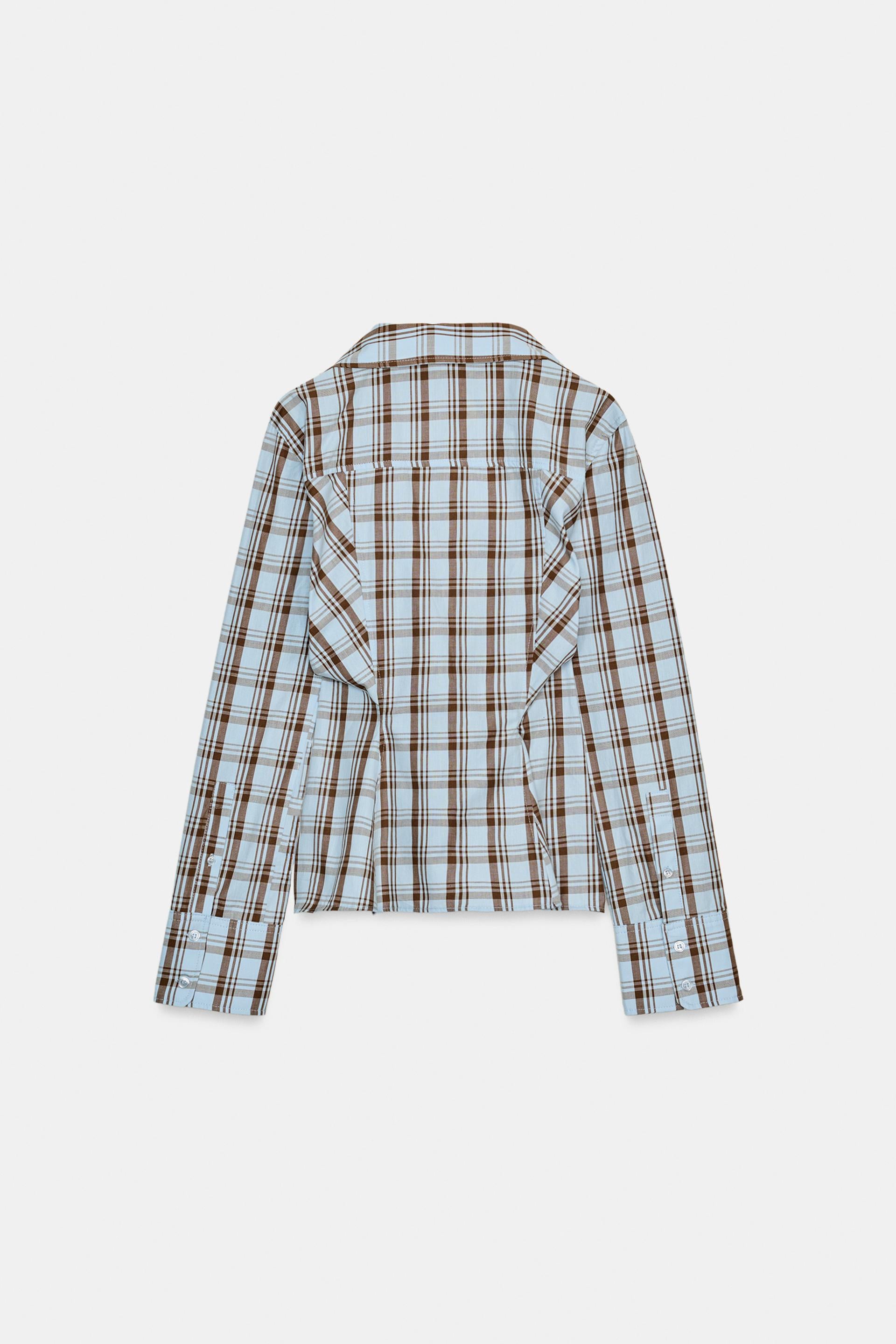 Zara CHECK POPLIN WRAP SHIRT