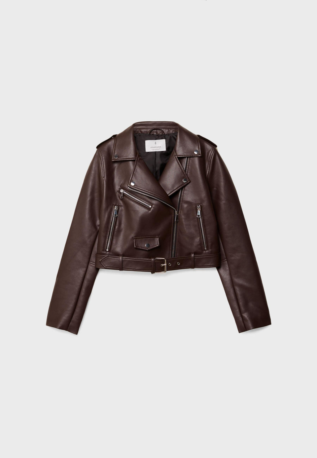 Stradivarius BIKER JACKET WITH LEATHER-EFFECT BELT