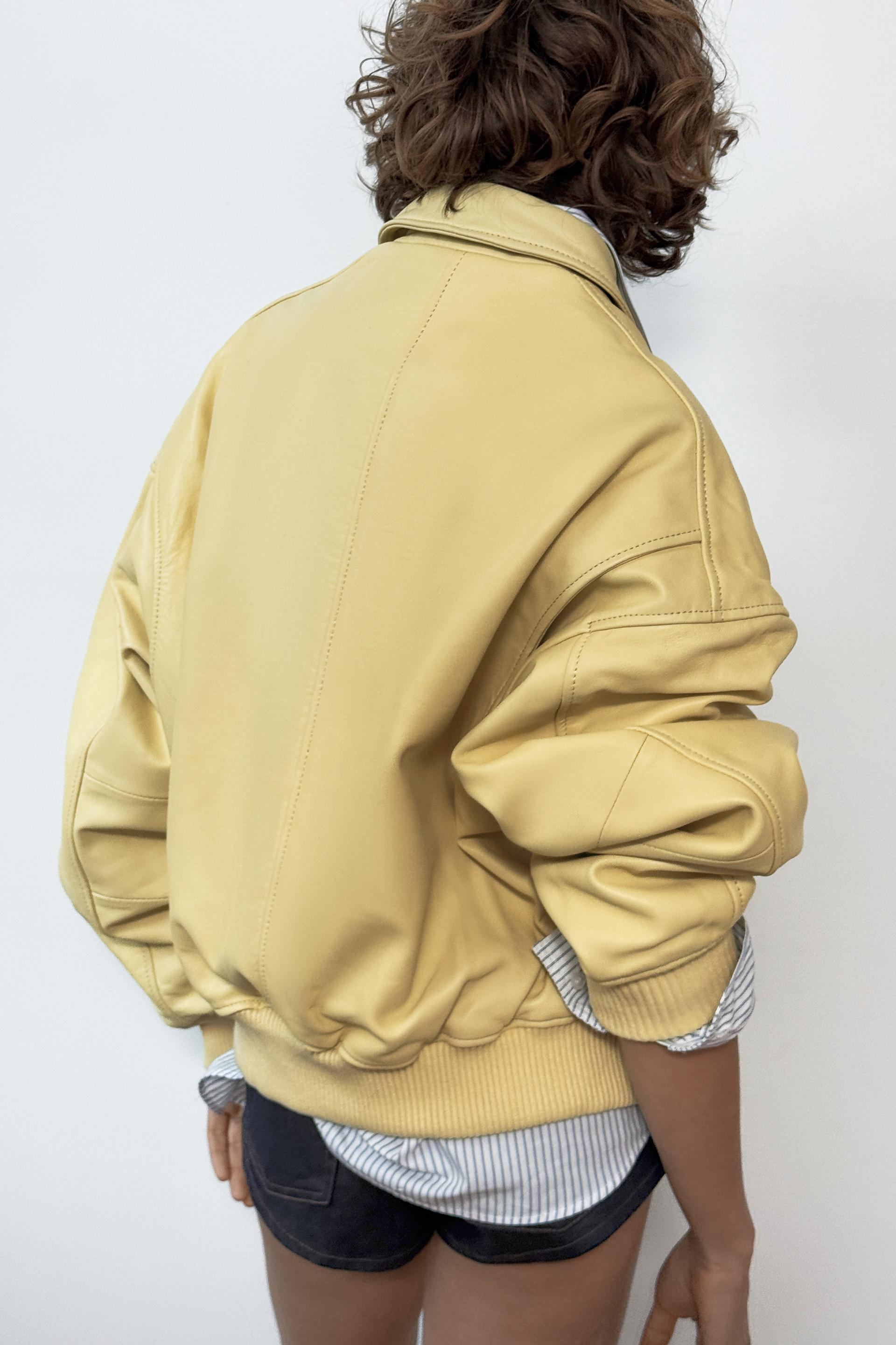 Zara 100% LEATHER BOMBER JACKET
