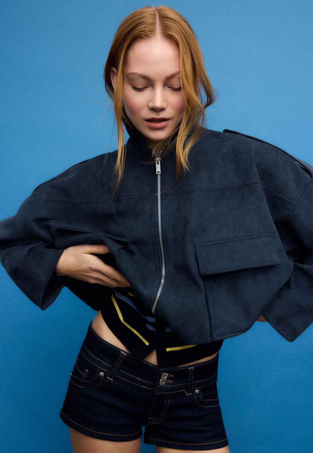 Stradivarius BALLOON JACKET WITH SUEDE EFFECT