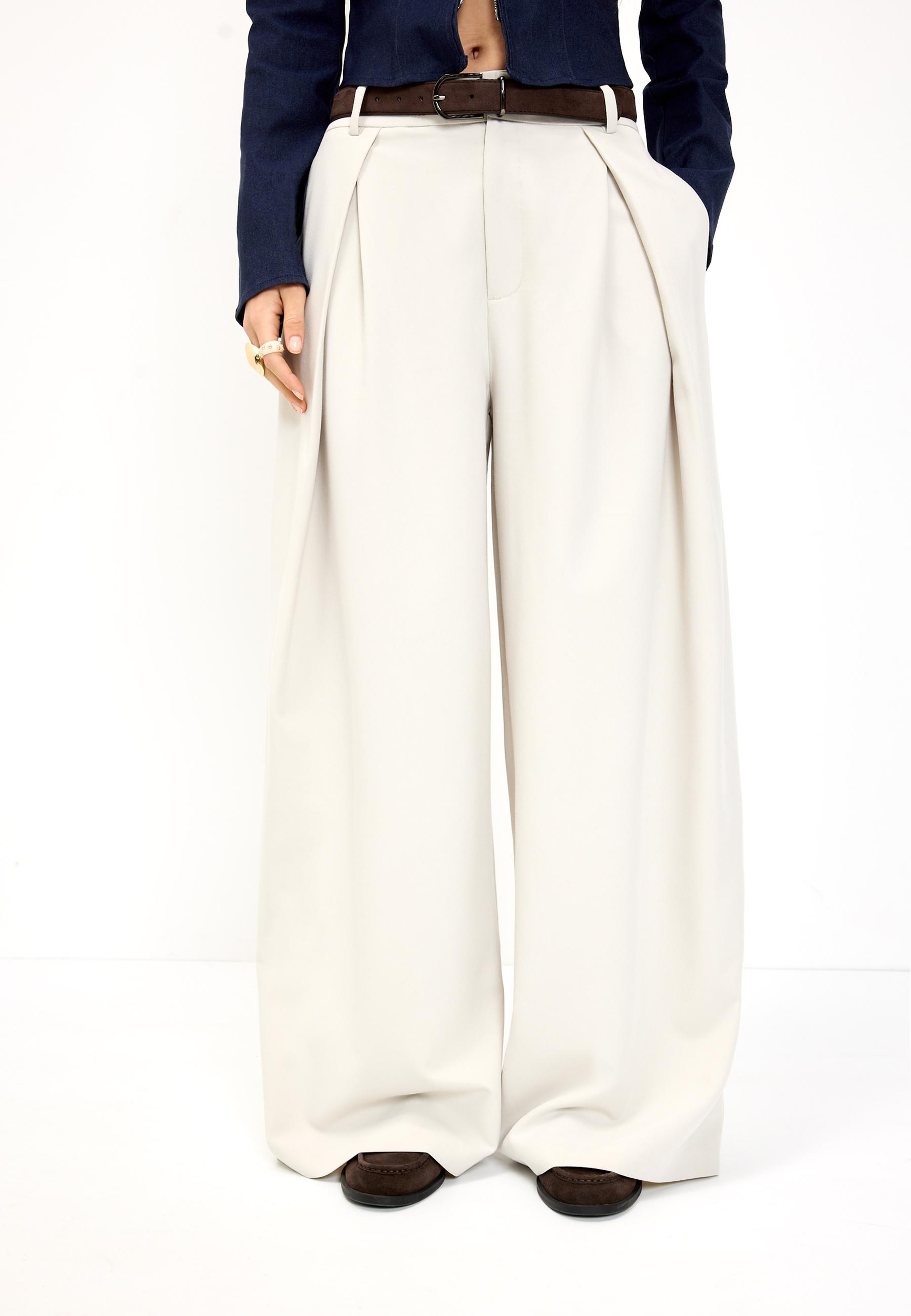 Stradivarius MAXI TROUSERS WITH PLEATS AND BELT