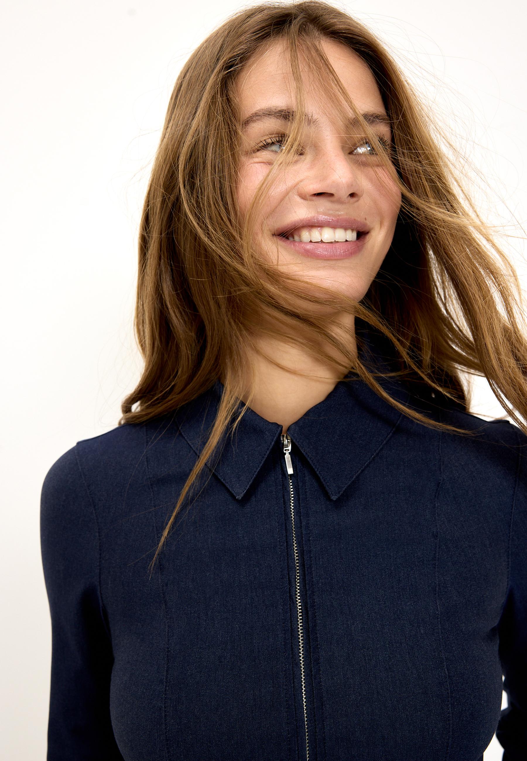 Stradivarius FITTED DOUBLE ZIP BENGALINE DENIM SHIRT