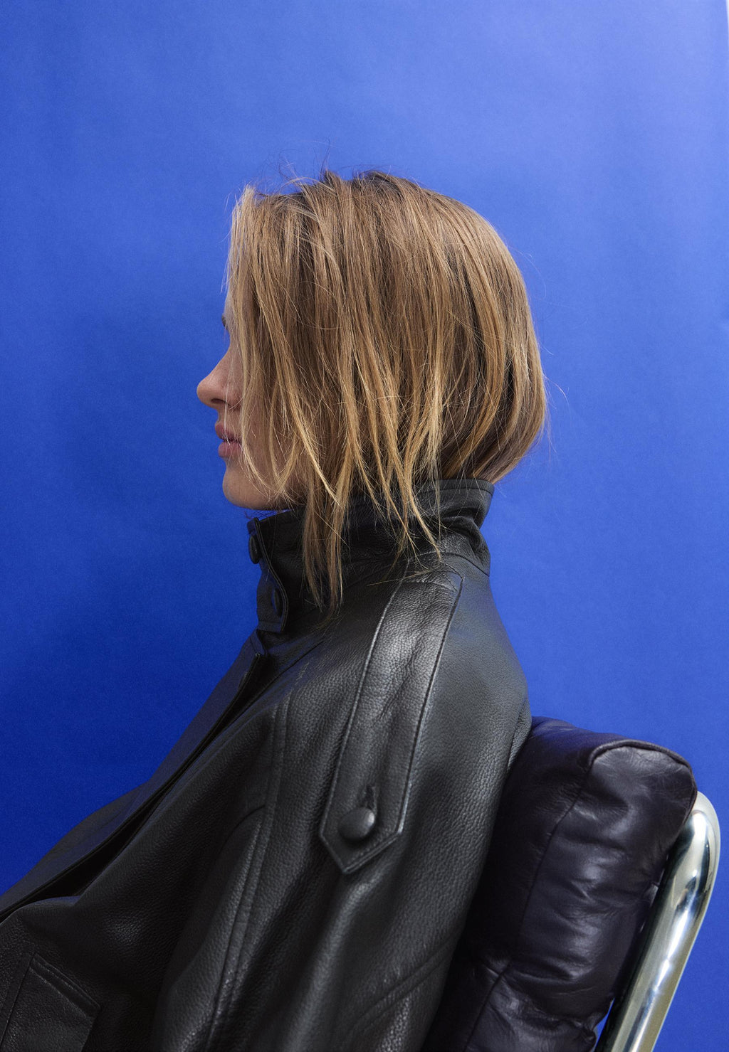 Stradivarius OVERSIZED JACKET WITH LAPEL, 100% LEATHER