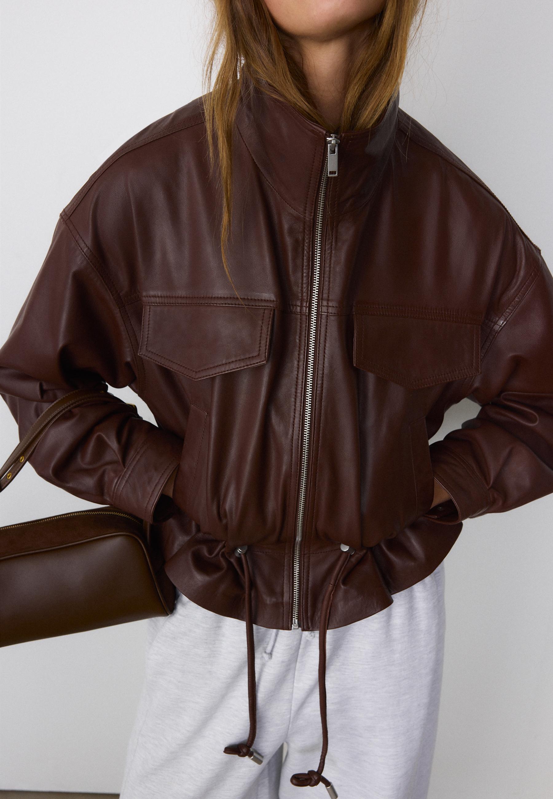 Stradivarius LEATHER JACKET WITH ADJUSTABLE POCKETS