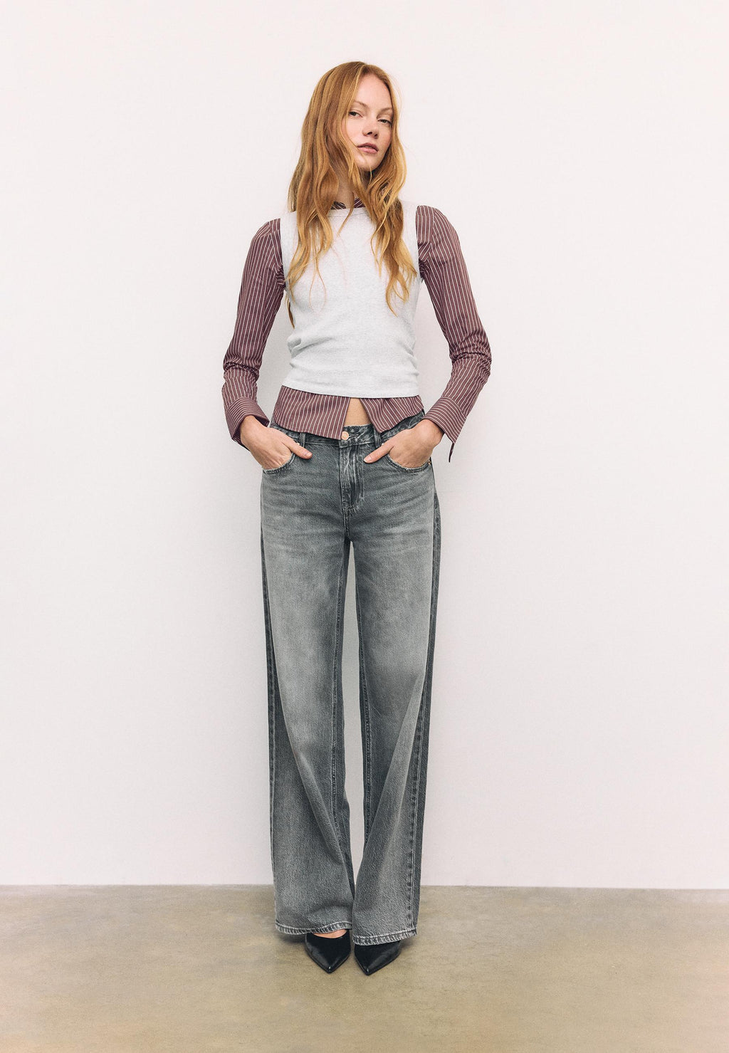 Stradivarius BASIC FITTED STRIPED SHIRT