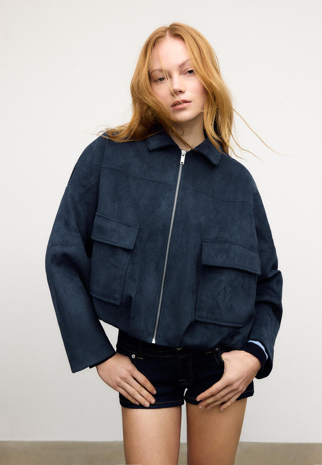 Stradivarius BALLOON JACKET WITH SUEDE EFFECT