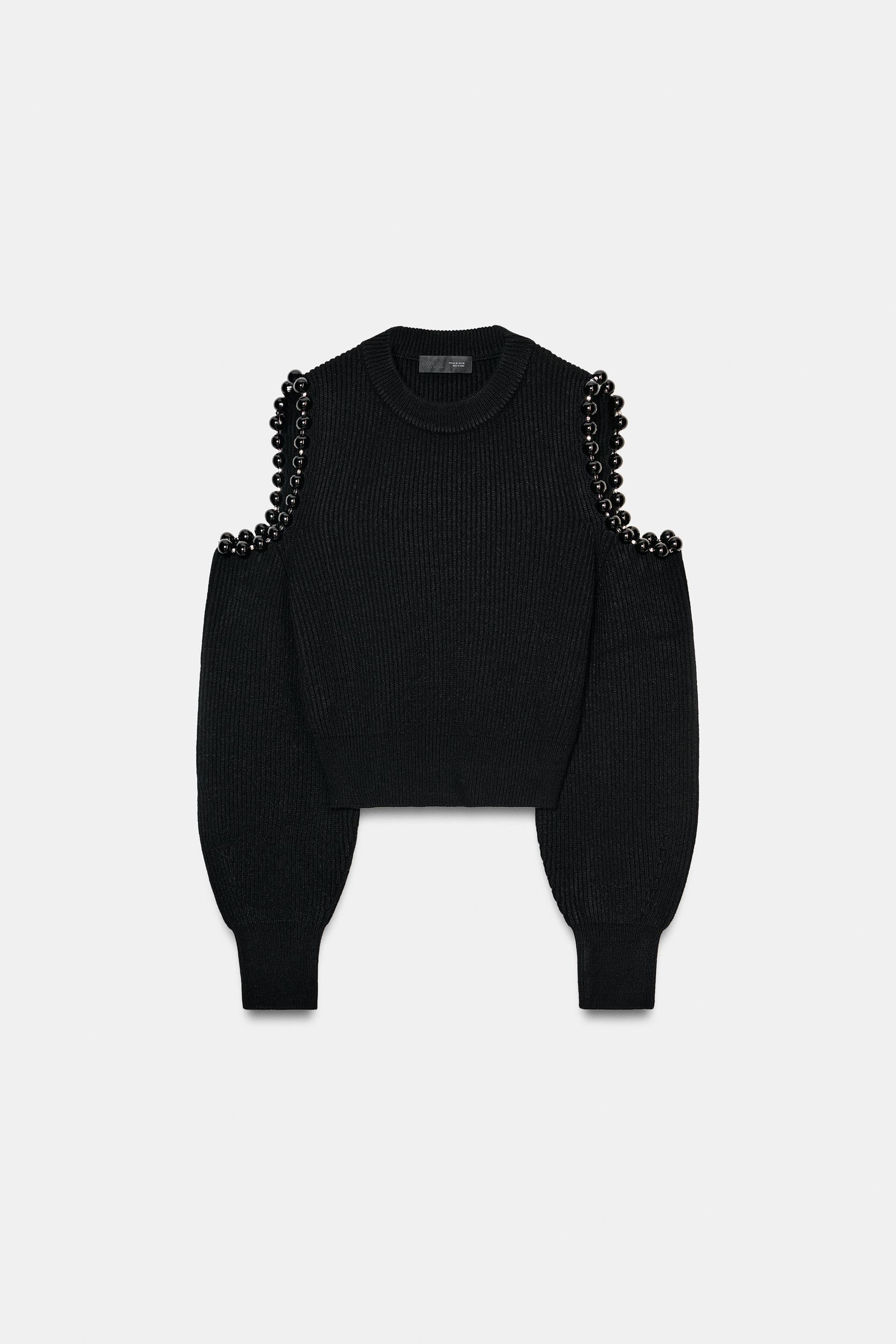 Zara CUT-OUT BALL DETAIL KNIT JUMPER
