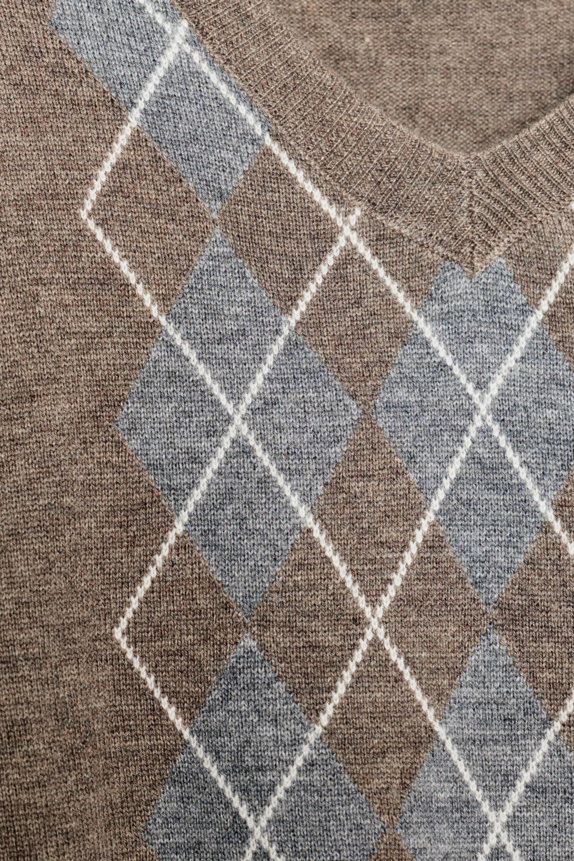 Zara DIAMOND-PATTERN WOOL JUMPER