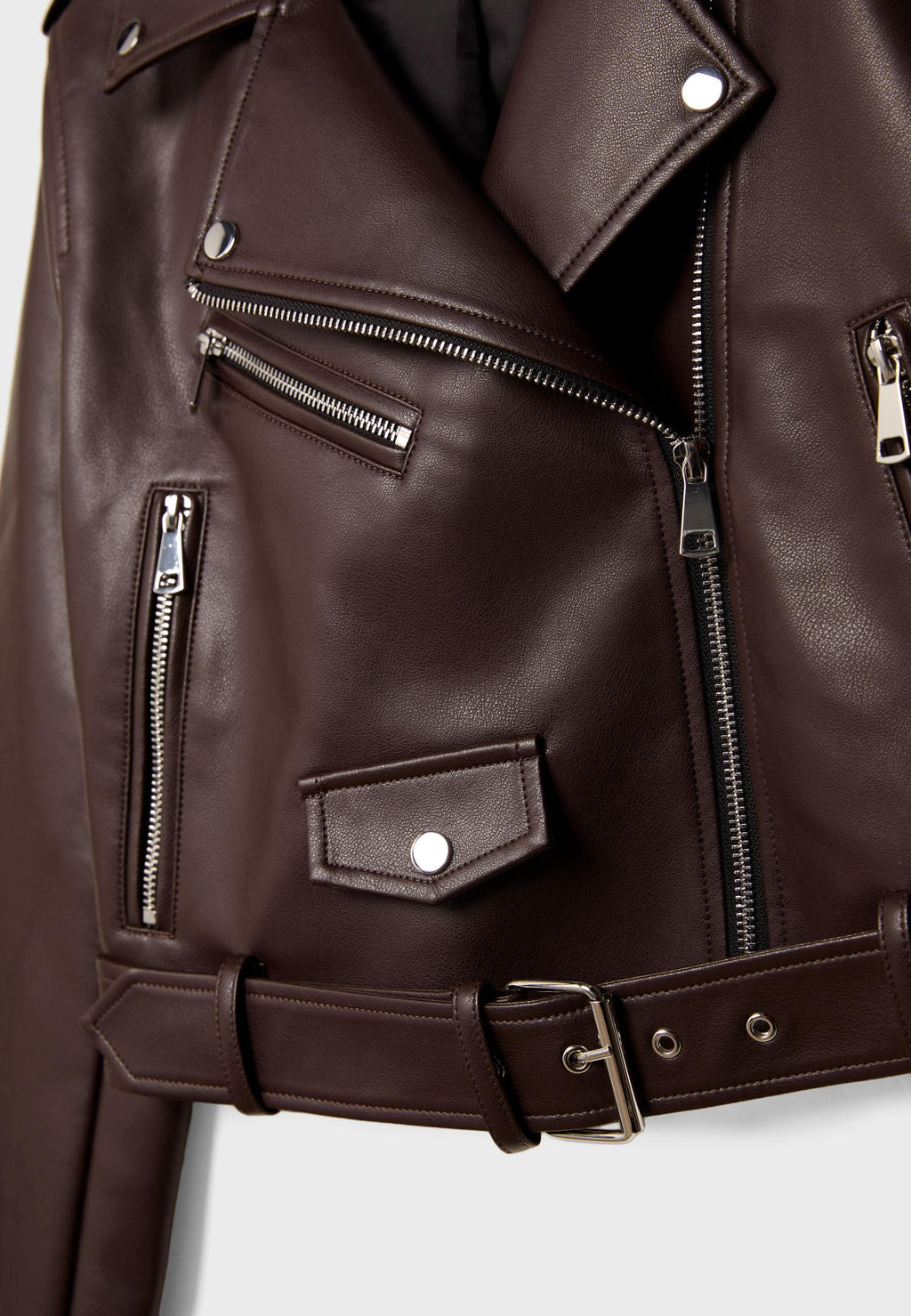 Stradivarius BIKER JACKET WITH LEATHER-EFFECT BELT