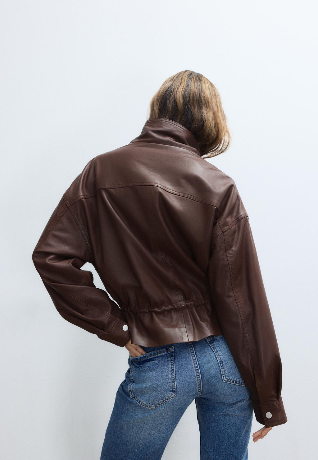 Stradivarius LEATHER JACKET WITH ADJUSTABLE POCKETS