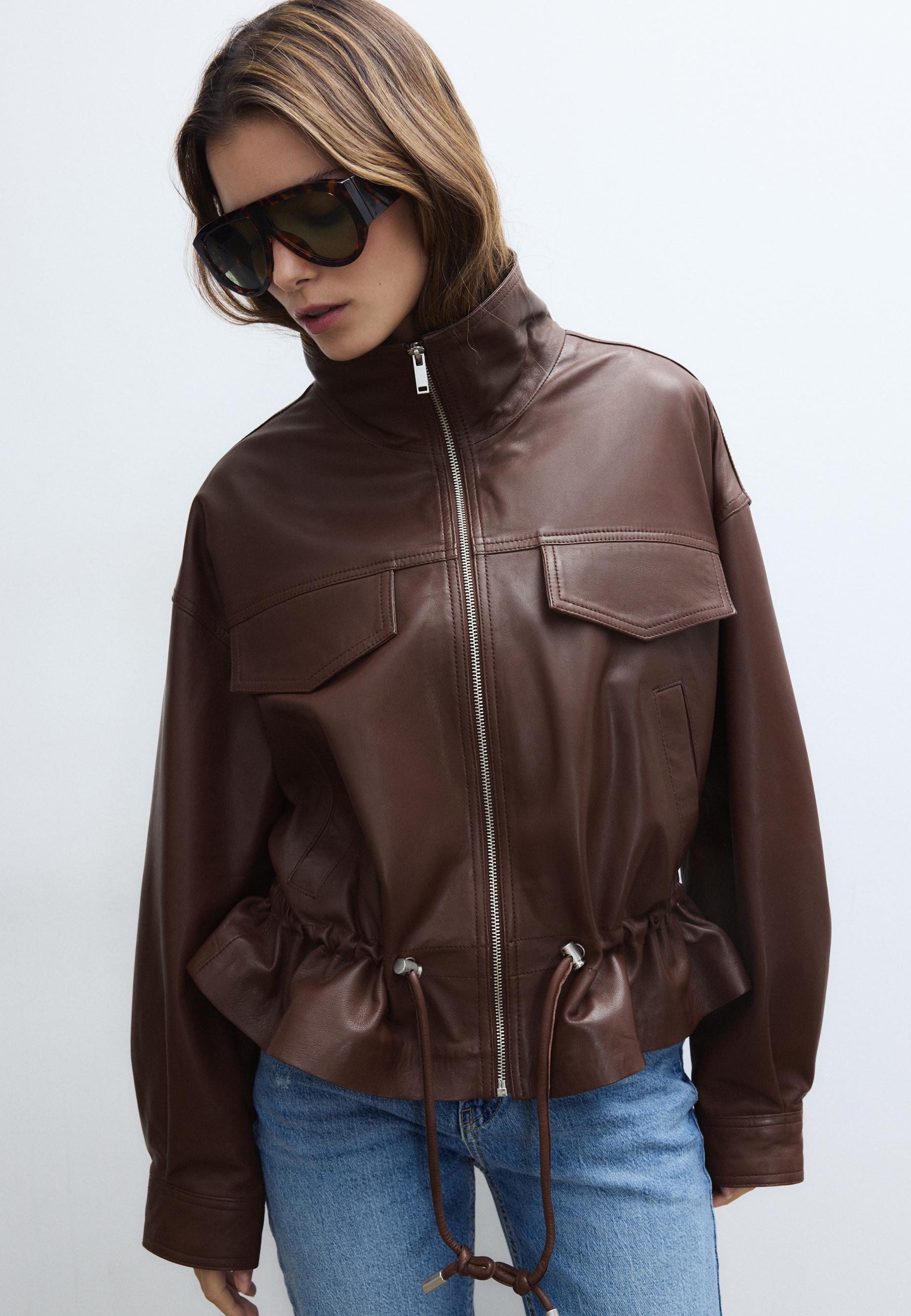 Stradivarius LEATHER JACKET WITH ADJUSTABLE POCKETS