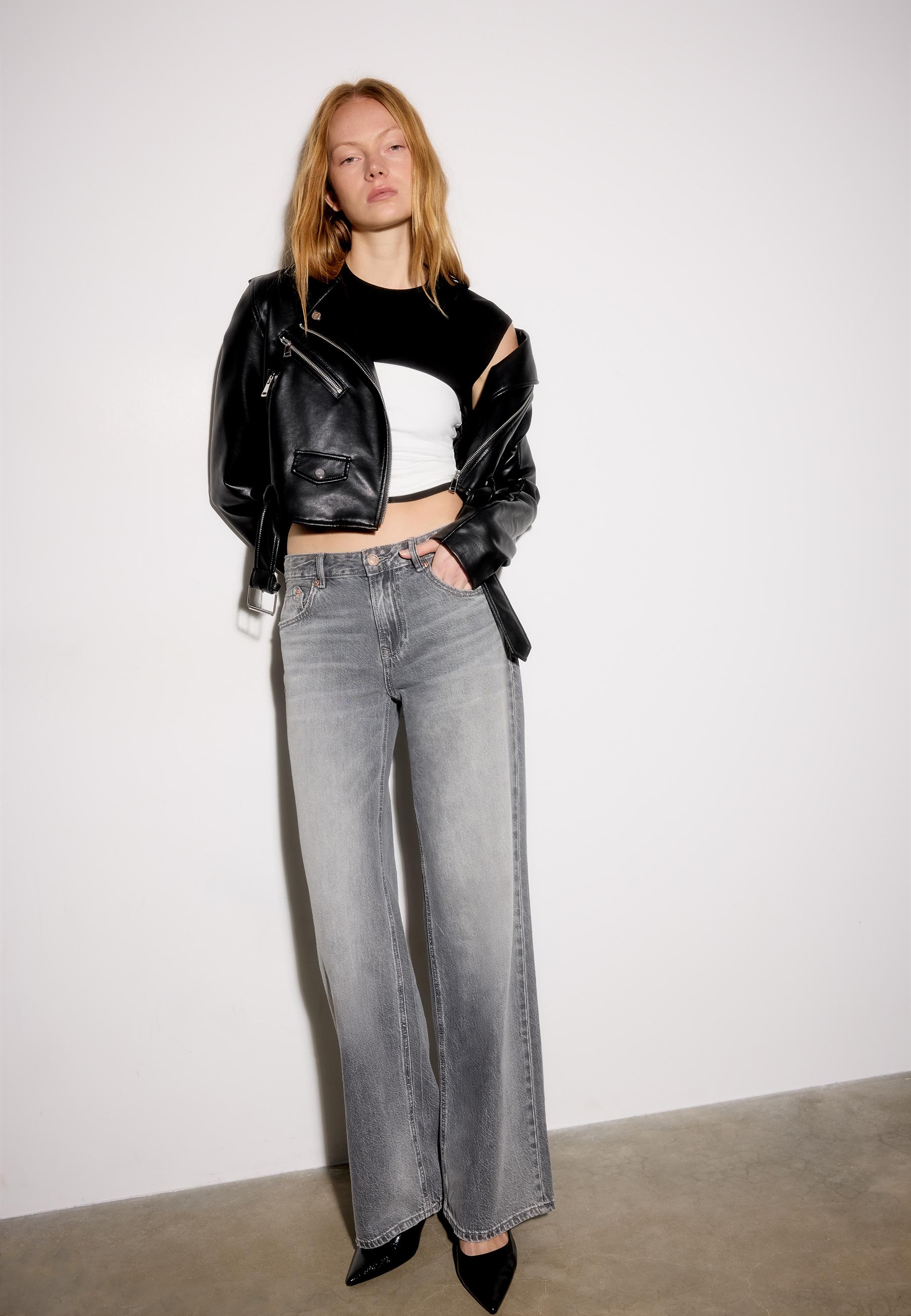 Stradivarius BIKER JACKET WITH LEATHER-EFFECT BELT