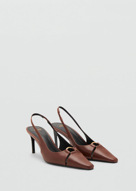 MANGO Leather heeled shoes with ring