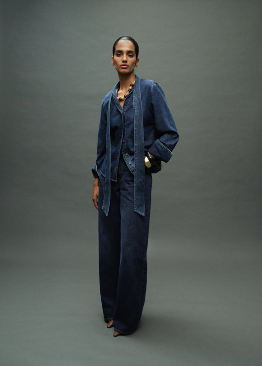 MANGO Denim shirt with bow