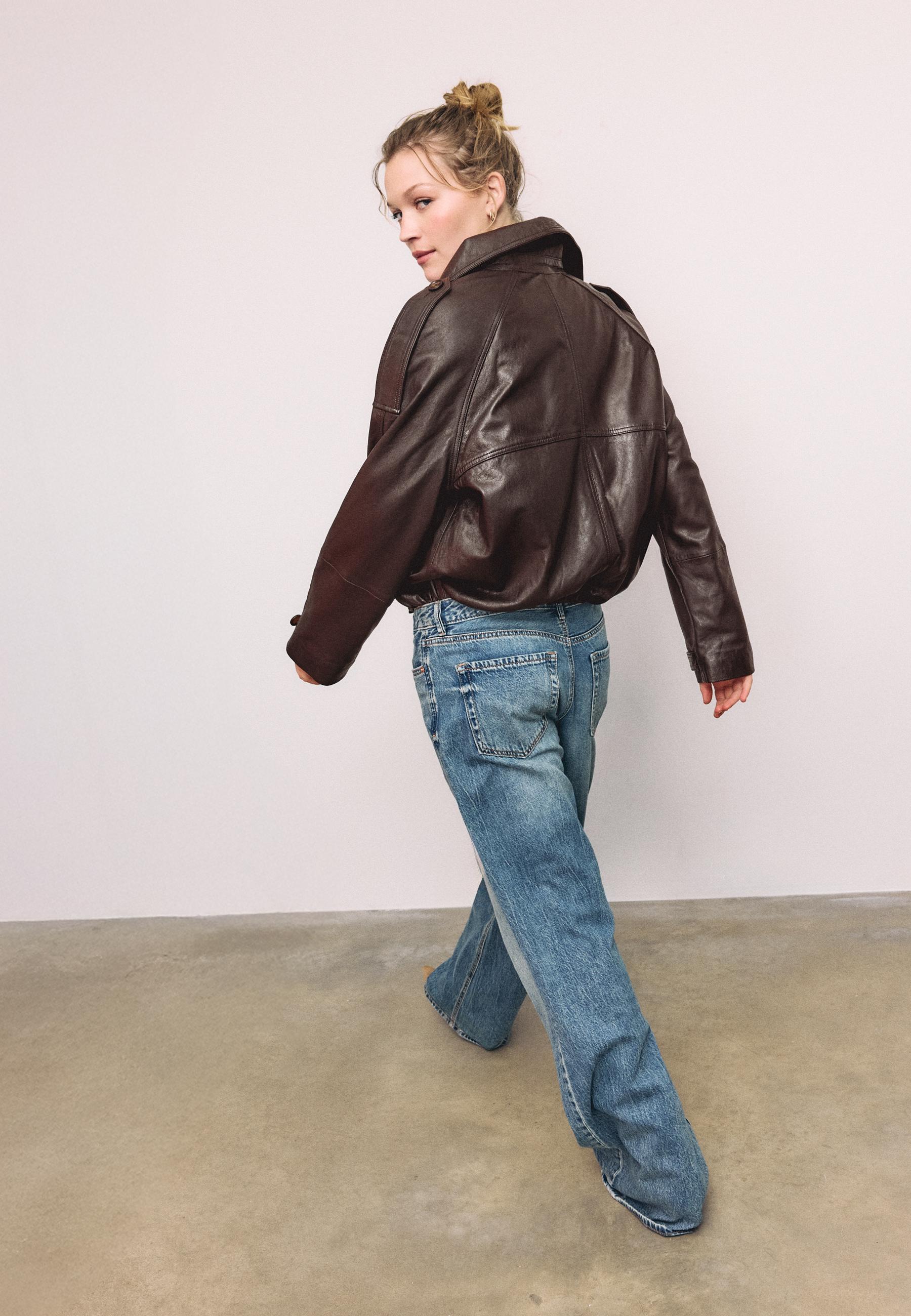 Stradivarius OVERSIZE 100% LEATHER TRENCH COAT