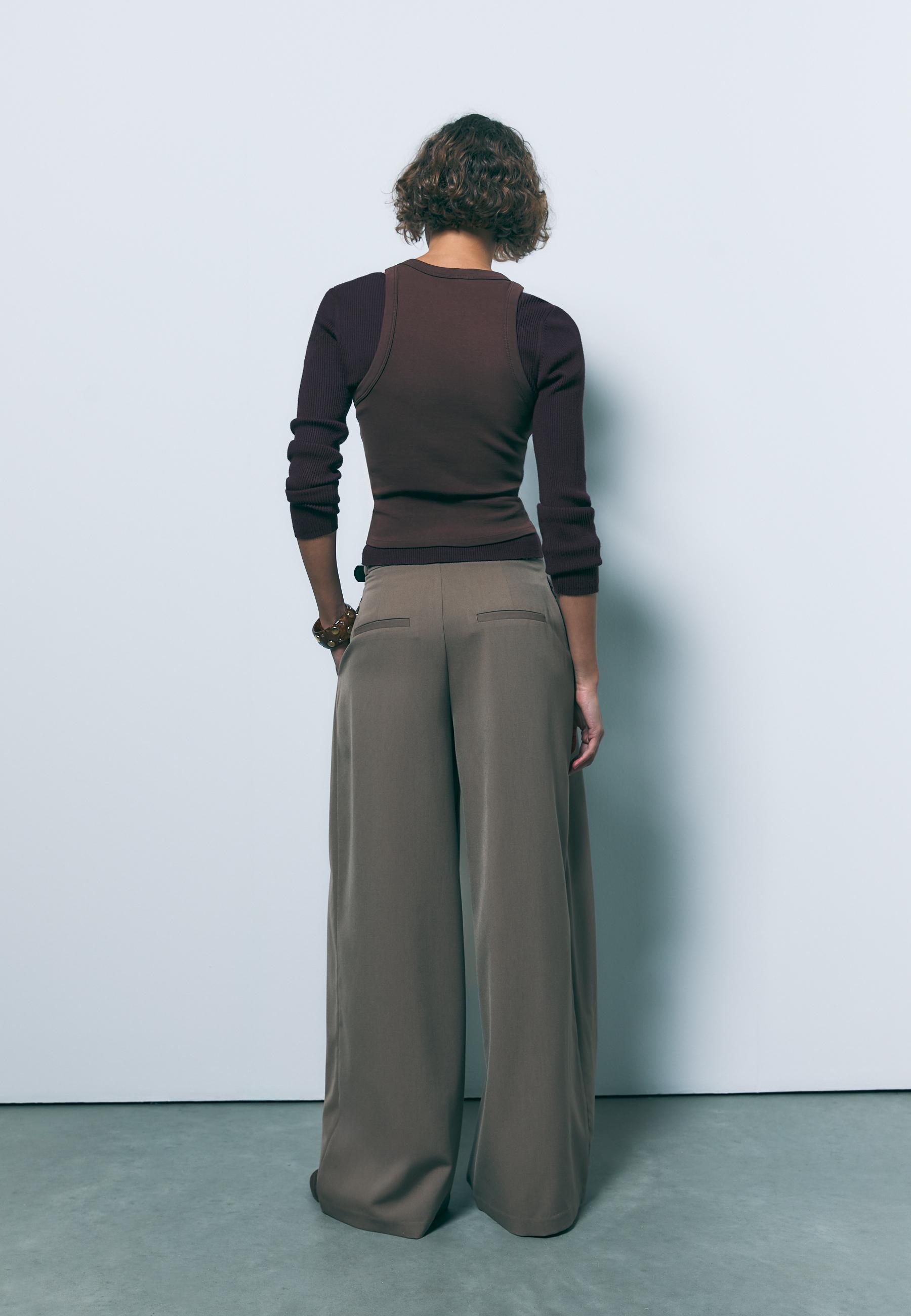 Stradivarius MAXI TROUSERS WITH PLEATS AND BELT