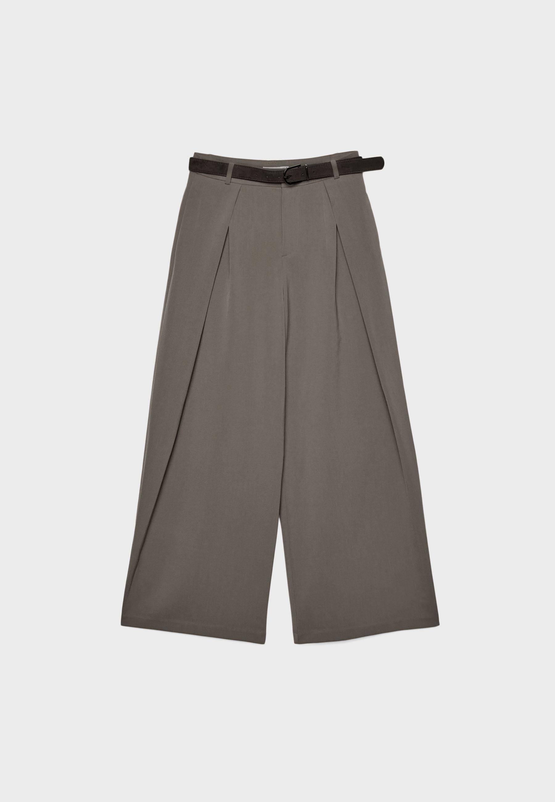 Stradivarius MAXI TROUSERS WITH PLEATS AND BELT
