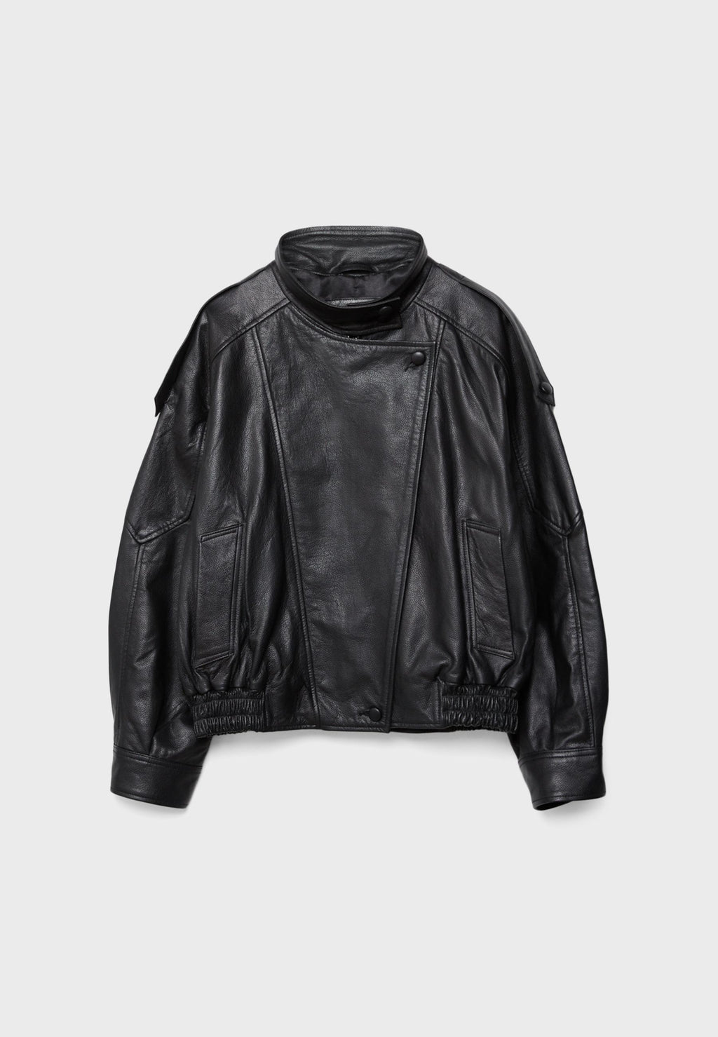 Stradivarius OVERSIZED JACKET WITH LAPEL, 100% LEATHER