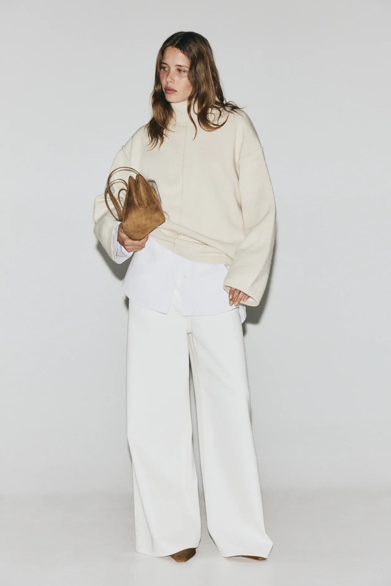 H&M Sweater with mock neck and decorative stitching