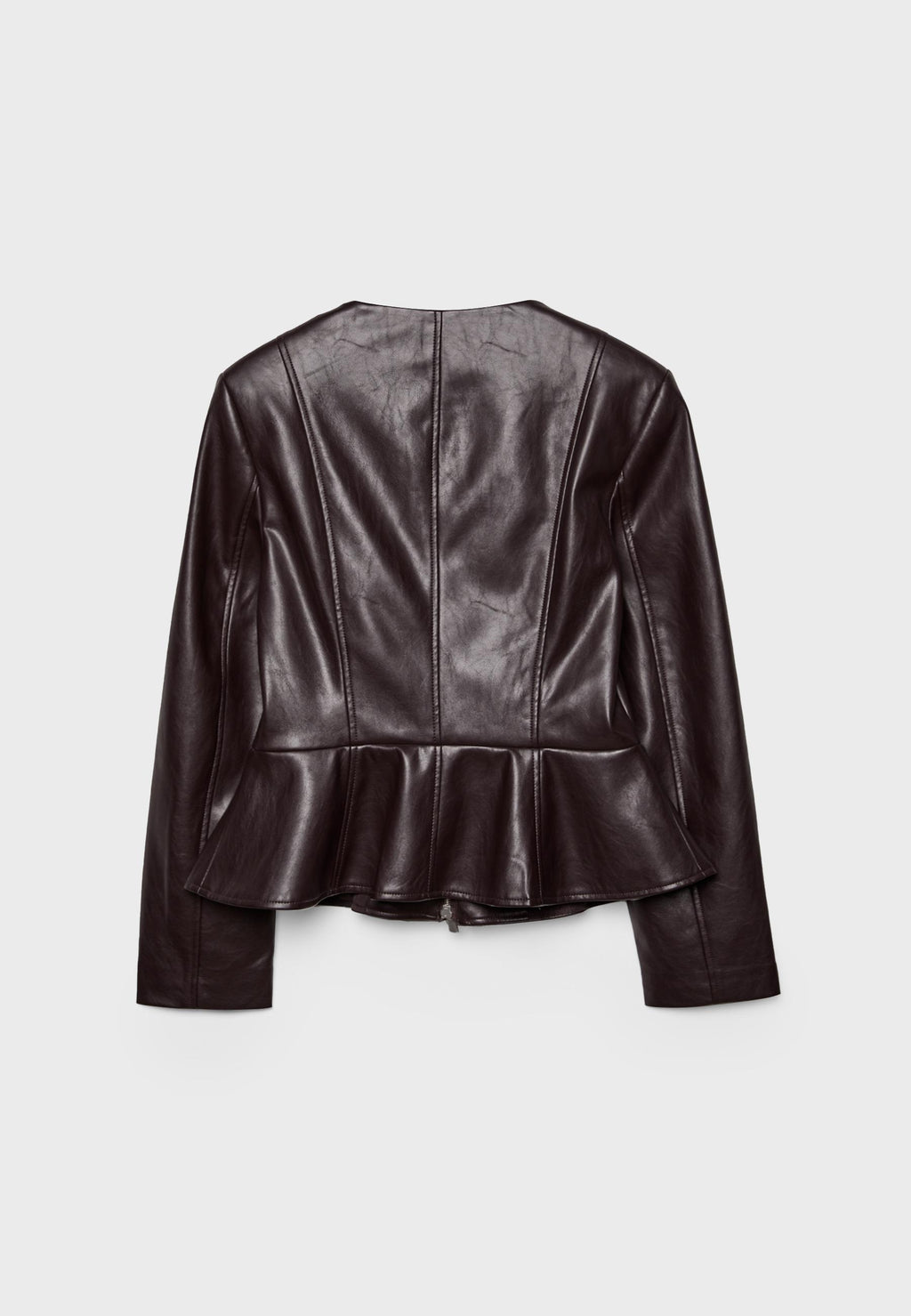 Stradivarius COLLARLESS PEPLUM BLAZER WITH A LEATHER EFFECT