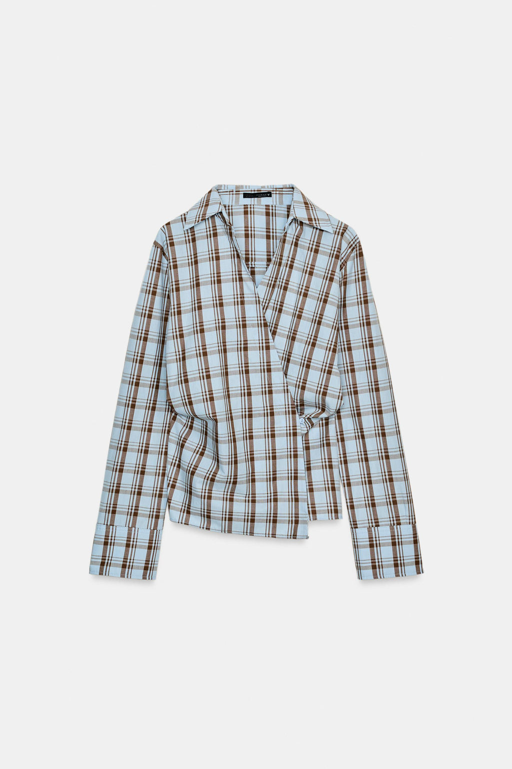 Zara CHECK POPLIN WRAP SHIRT