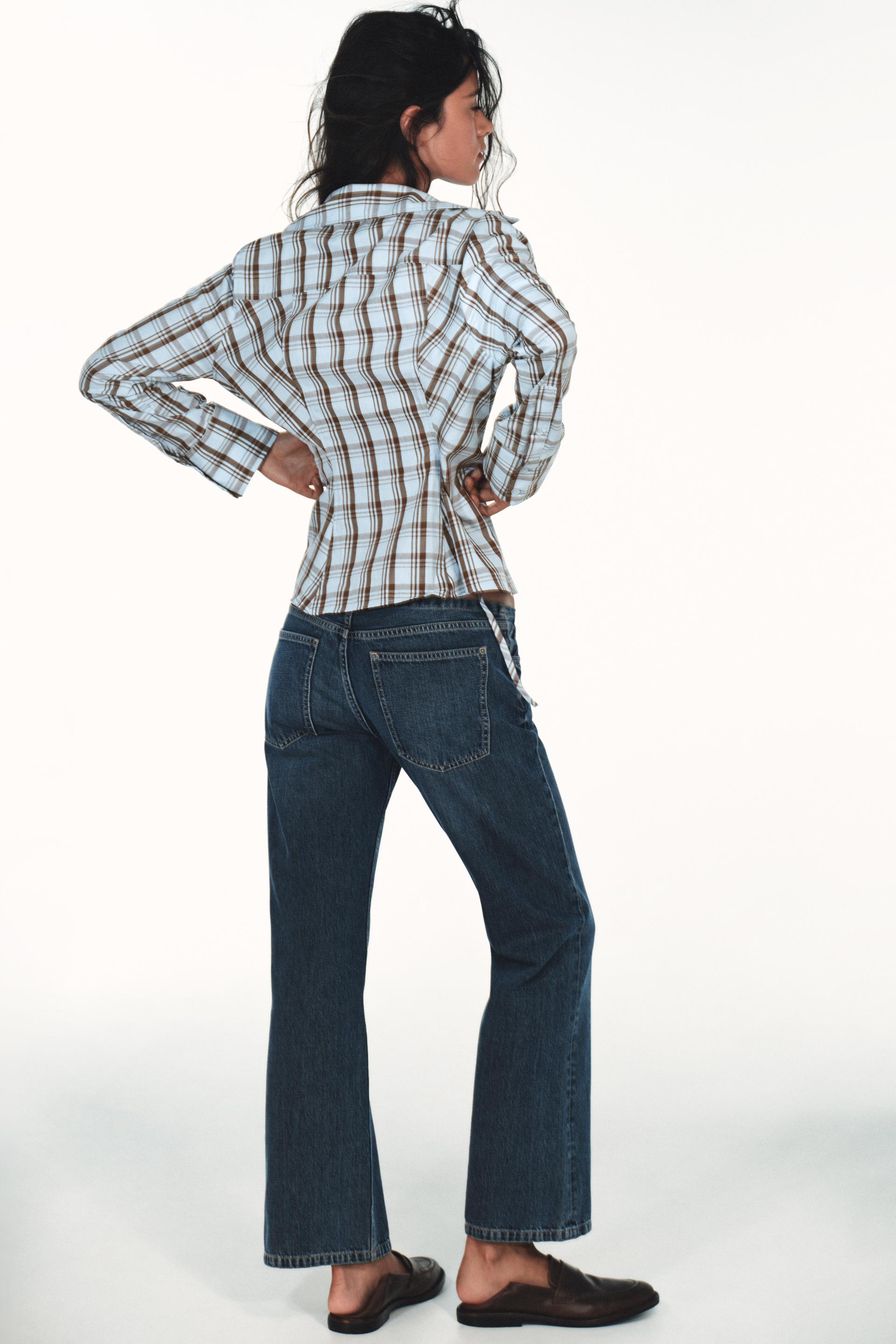 Zara CHECK POPLIN WRAP SHIRT