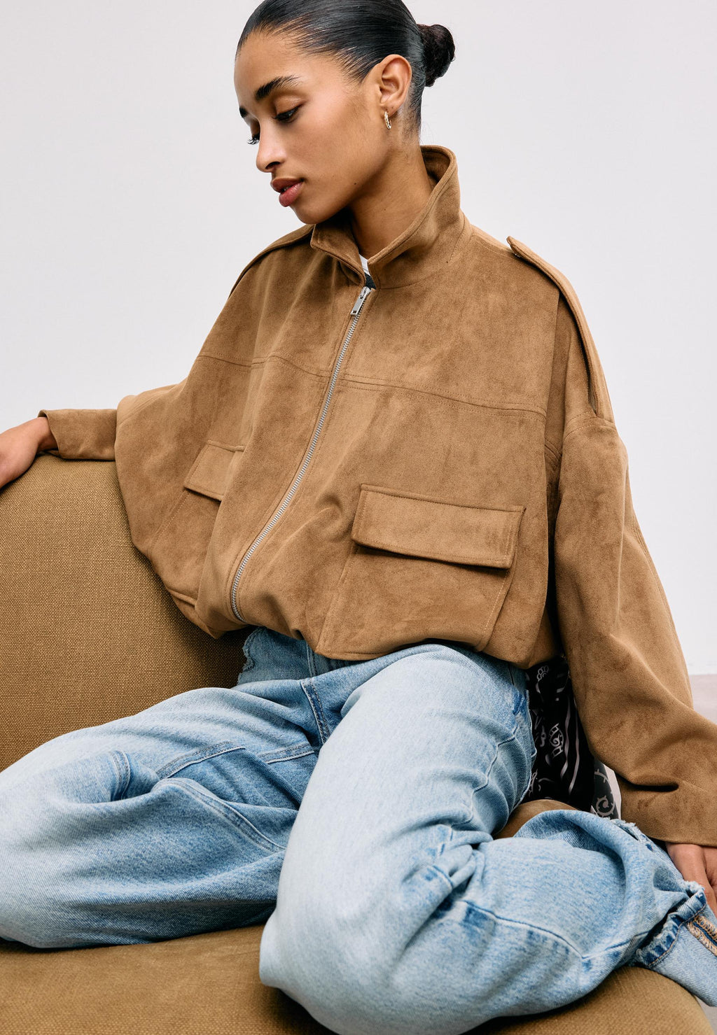 Stradivarius BALLOON JACKET WITH SUEDE EFFECT