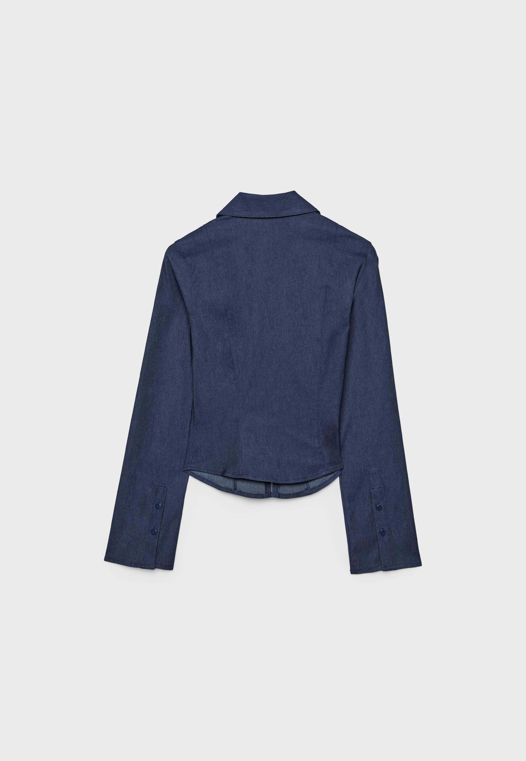 Stradivarius FITTED DOUBLE ZIP BENGALINE DENIM SHIRT