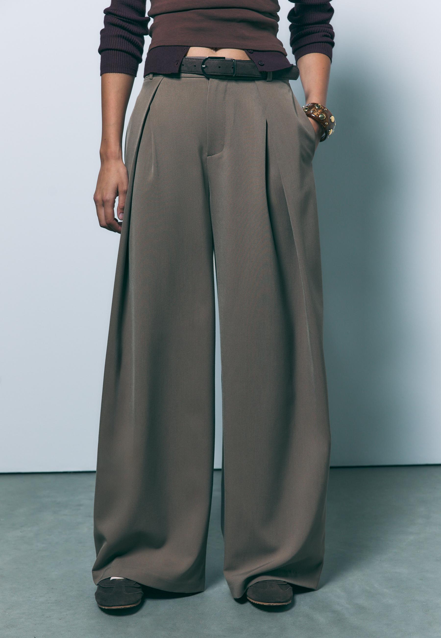 Stradivarius MAXI TROUSERS WITH PLEATS AND BELT