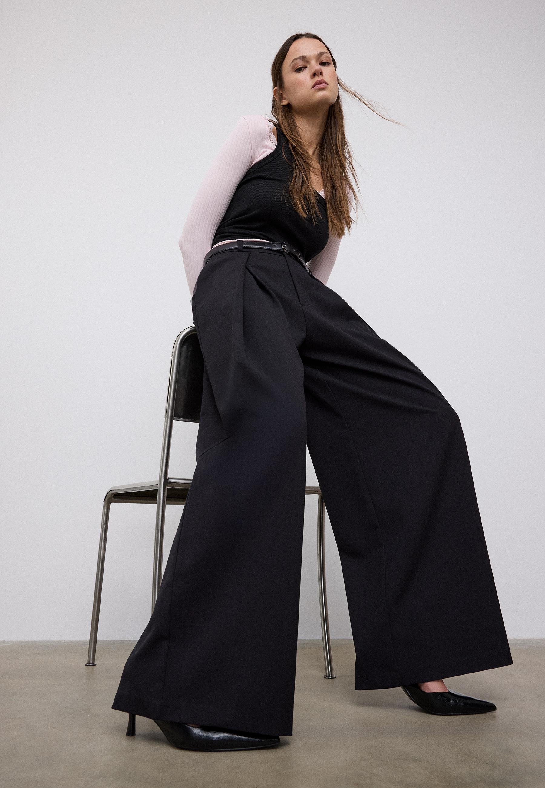 Stradivarius MAXI TROUSERS WITH PLEATS AND BELT