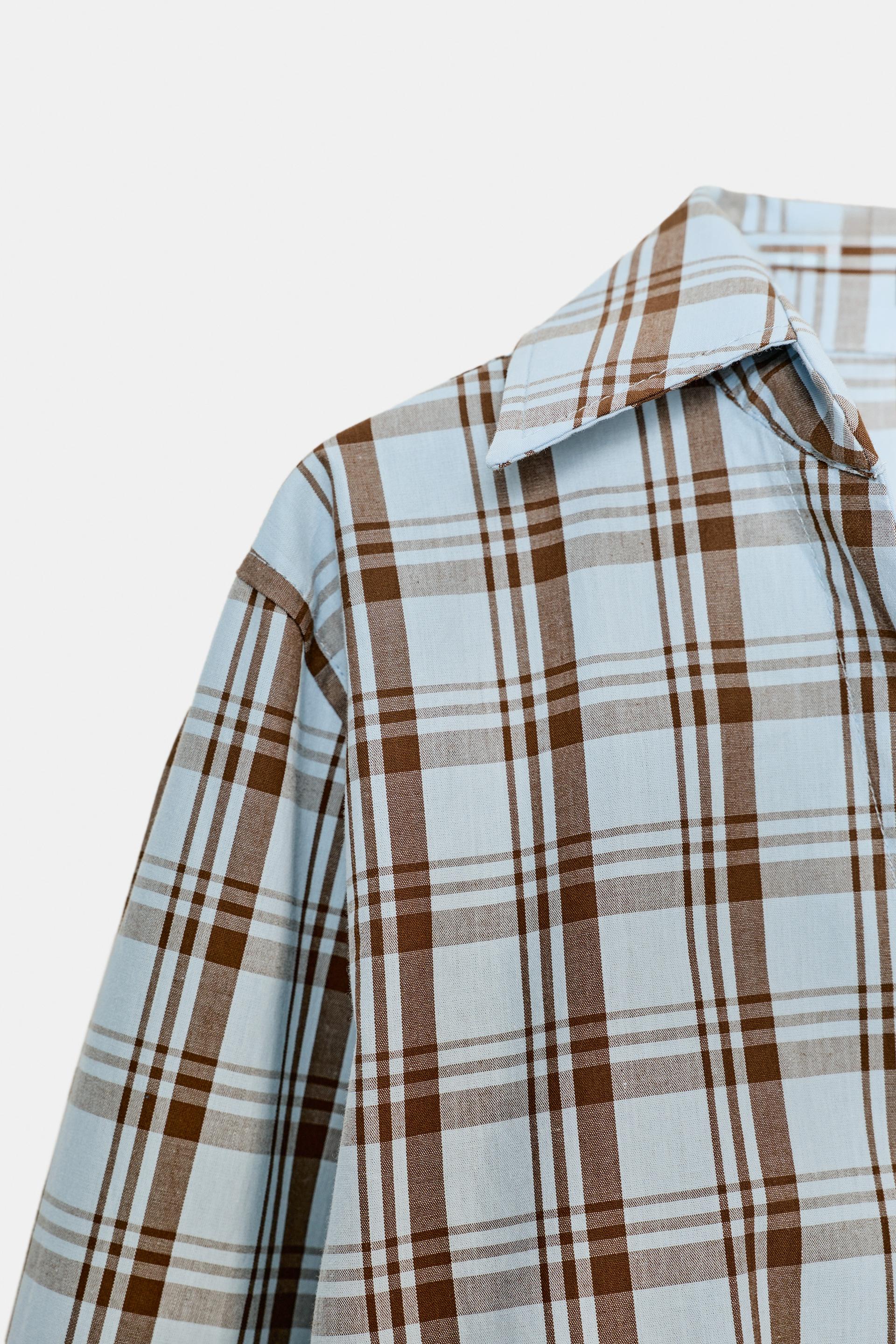 Zara CHECK POPLIN WRAP SHIRT