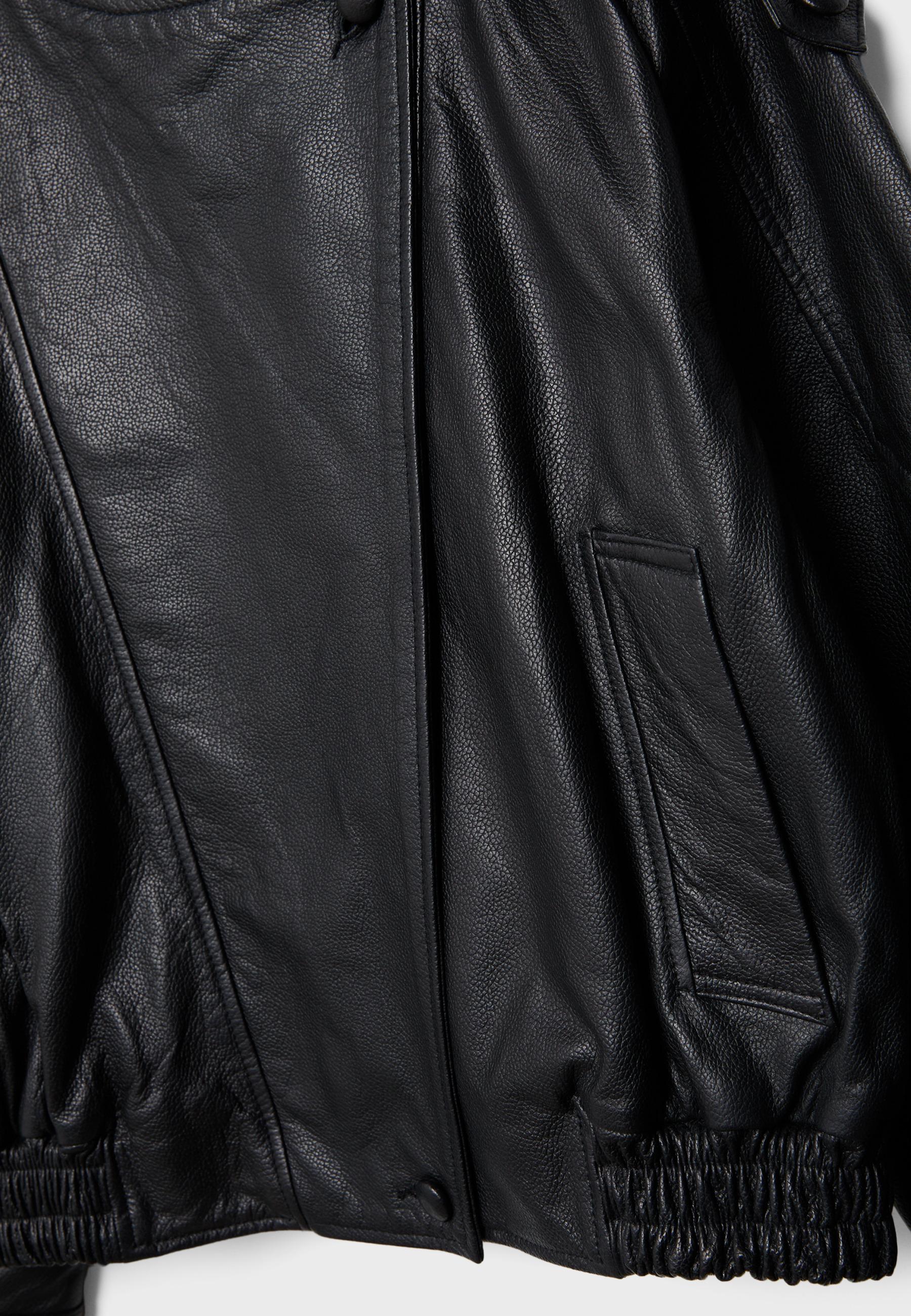 Stradivarius OVERSIZED JACKET WITH LAPEL, 100% LEATHER