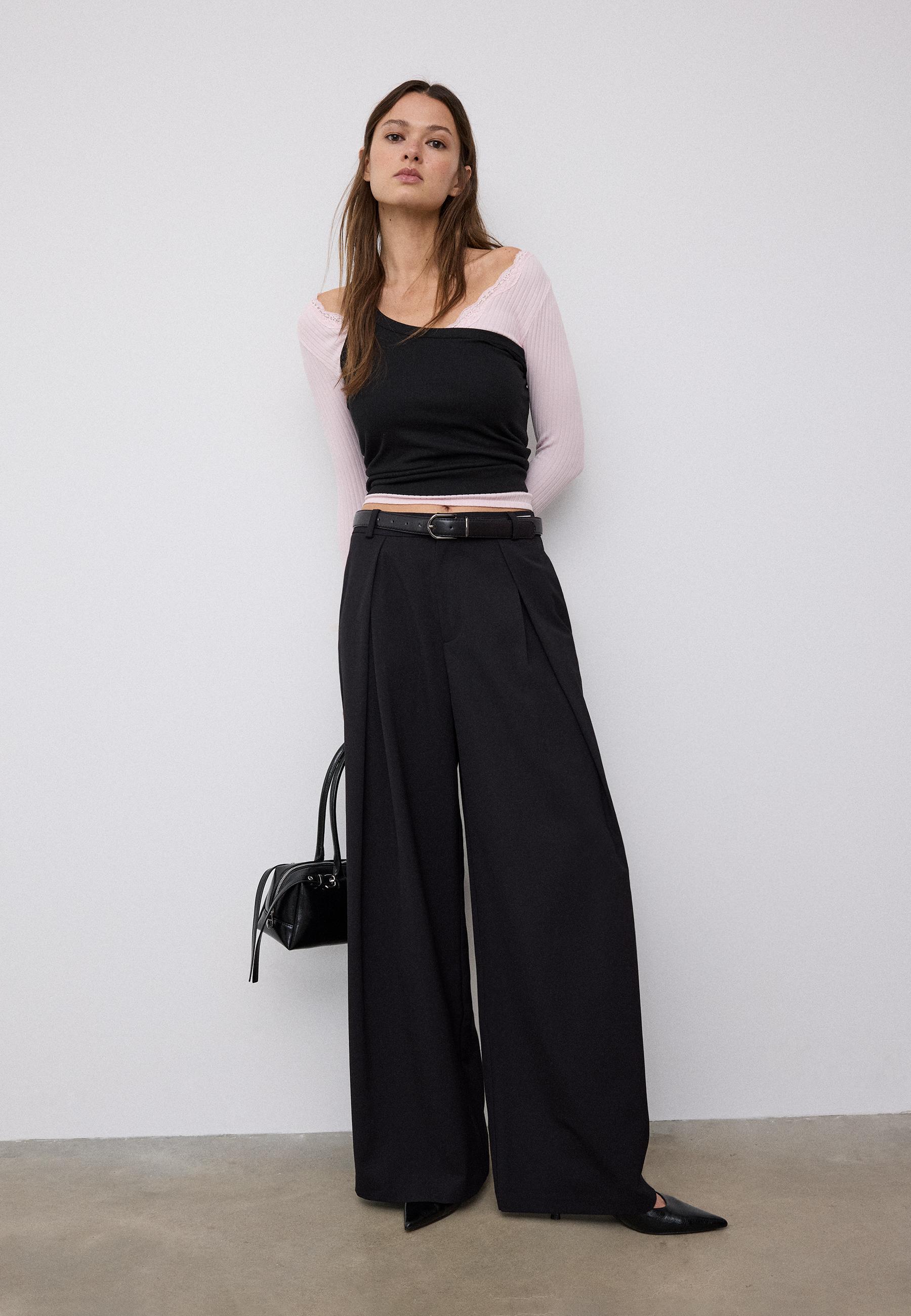 Stradivarius MAXI TROUSERS WITH PLEATS AND BELT