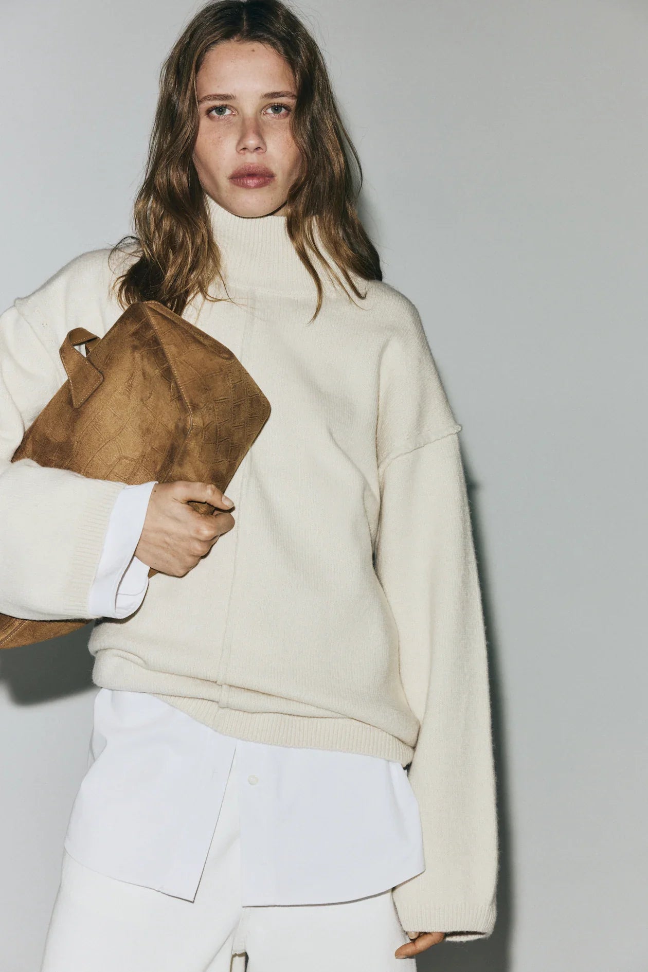 H&M Sweater with mock neck and decorative stitching