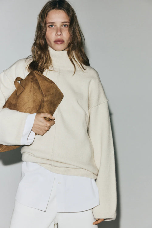H&M Sweater with mock neck and decorative stitching