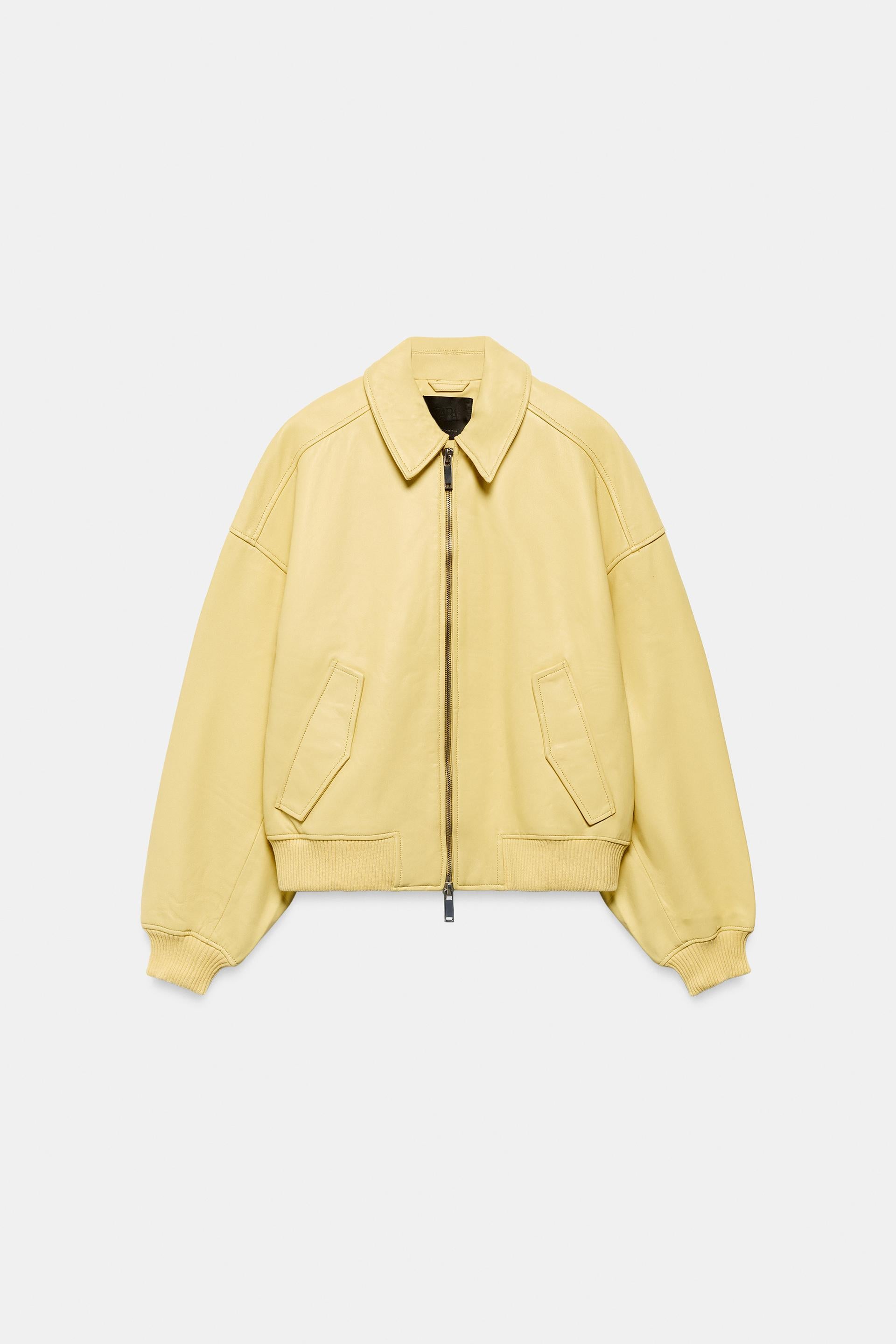 Zara 100% LEATHER BOMBER JACKET