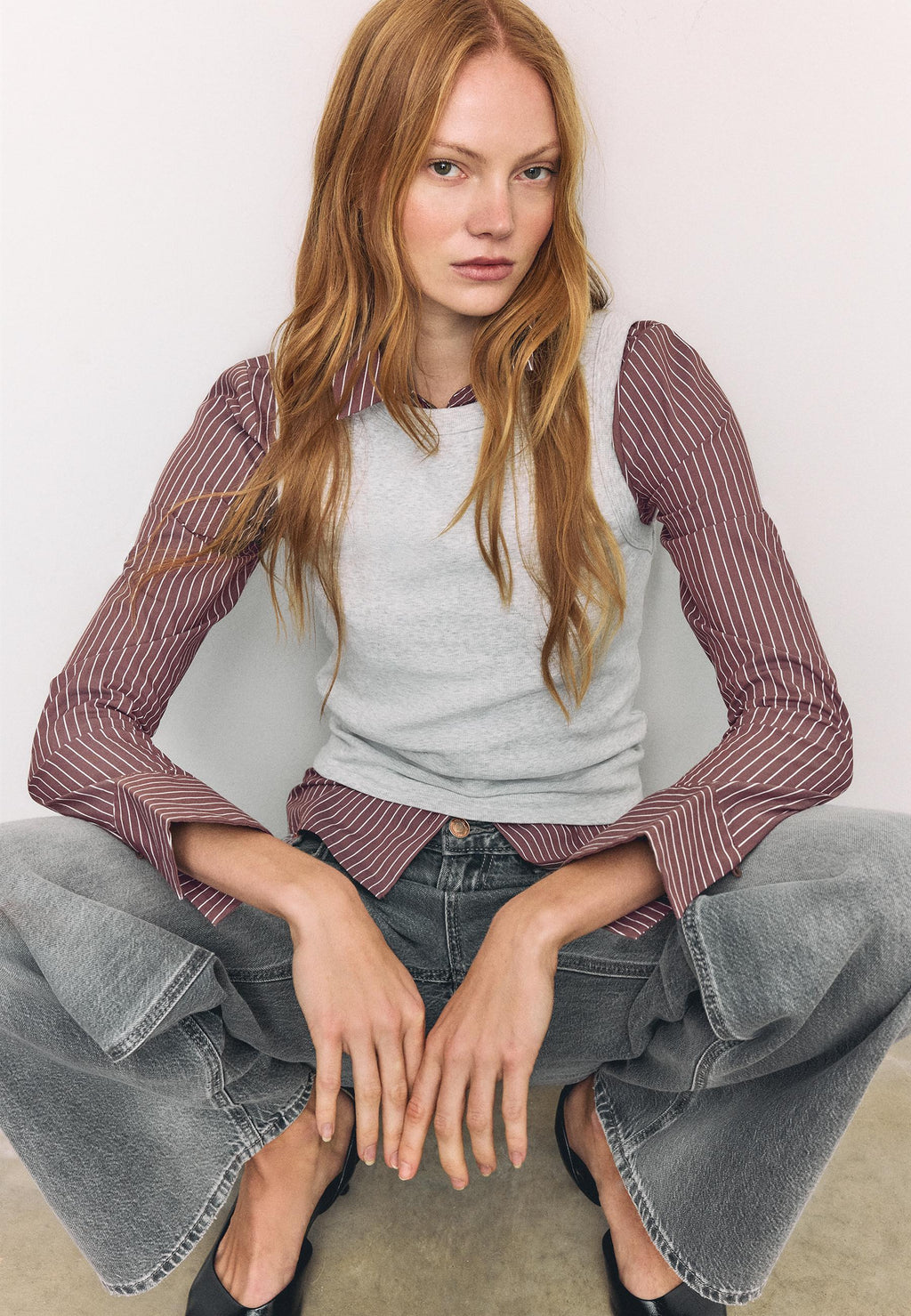 Stradivarius BASIC FITTED STRIPED SHIRT